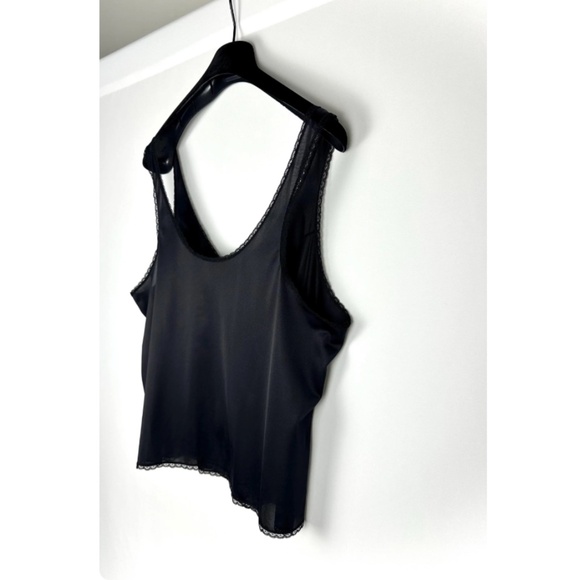 Vintage 1980’s ‘Vassarette’ Satin Nylon Scoop Neck Black Slip Top - Large - Picture 9 of 10